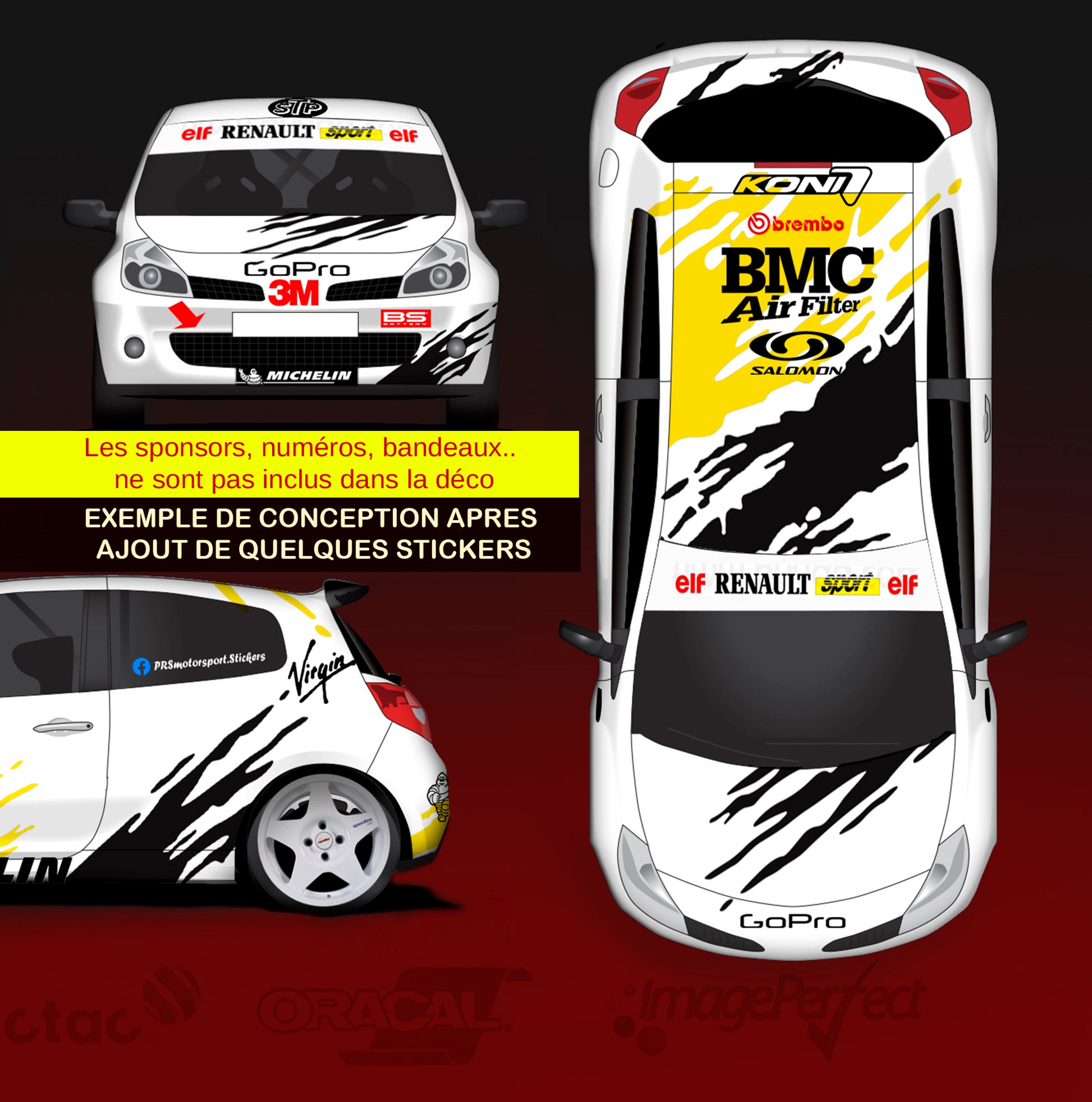 Kit autocollant voiture de rally, stickers carrosserie personnalisé kit déco complet.