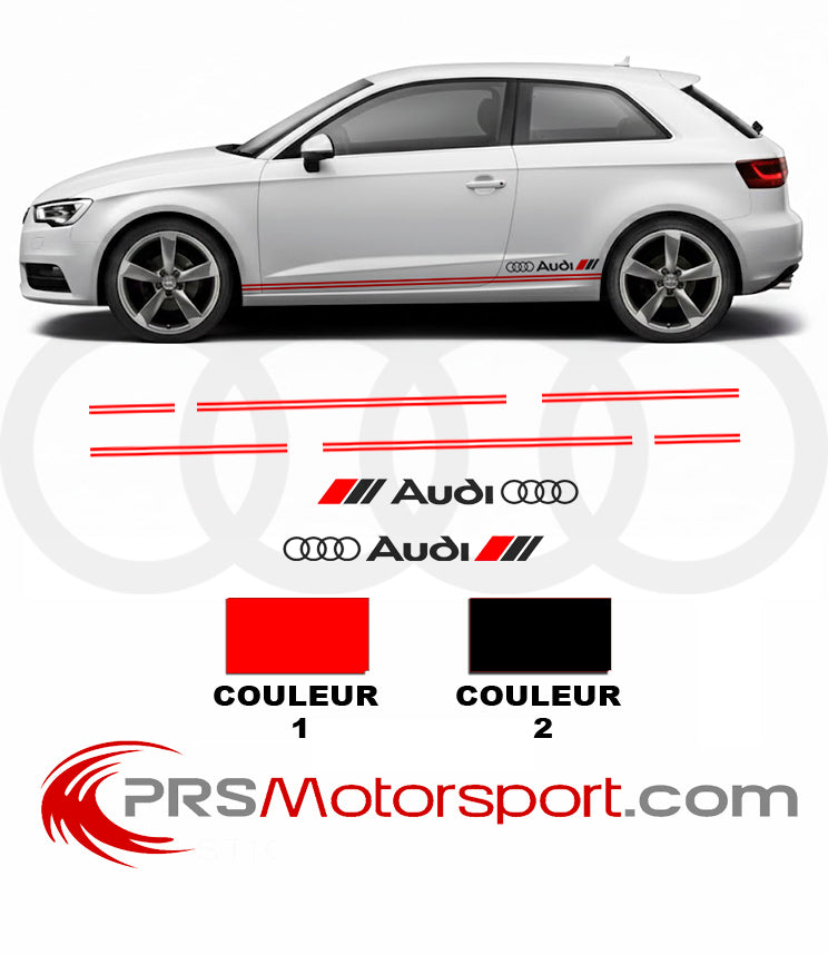 Kit déco Audi Sport autocollant voiture stickers Carrosserie Audi A1 A3 A4 A5 S3 S6 S5 A6.