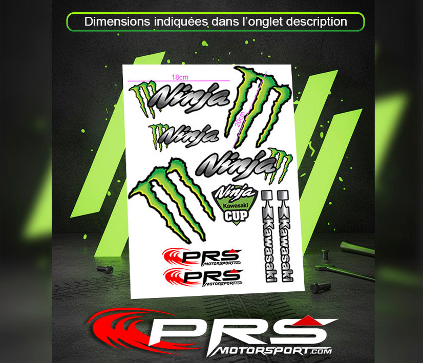 autocollant moto Kawasaki Ninja Monster energy zx-6r zx9r zx12r zx4r stickers motorcycles.