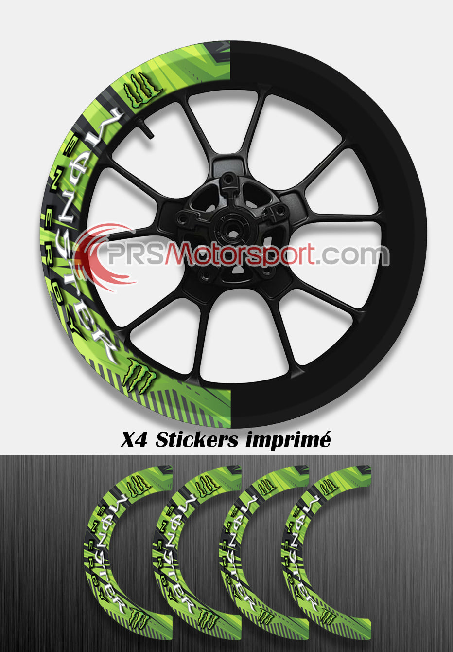 kit déco jante monster energy. Autocollant jante moto.