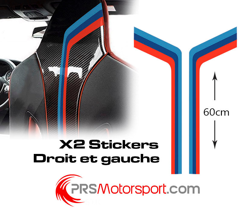 Stickers BMW motorsport pour dossier siège BMW m2 m3 m4 coque carbone insert tricolore.
