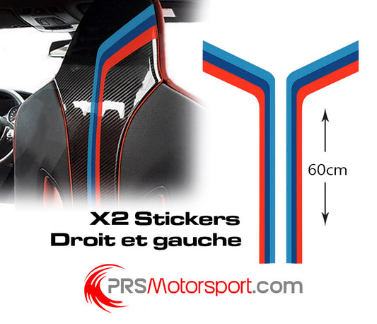 Stickers BMW motorsport pour dossier siège BMW m2 m3 m4 coque carbone insert tricolore.