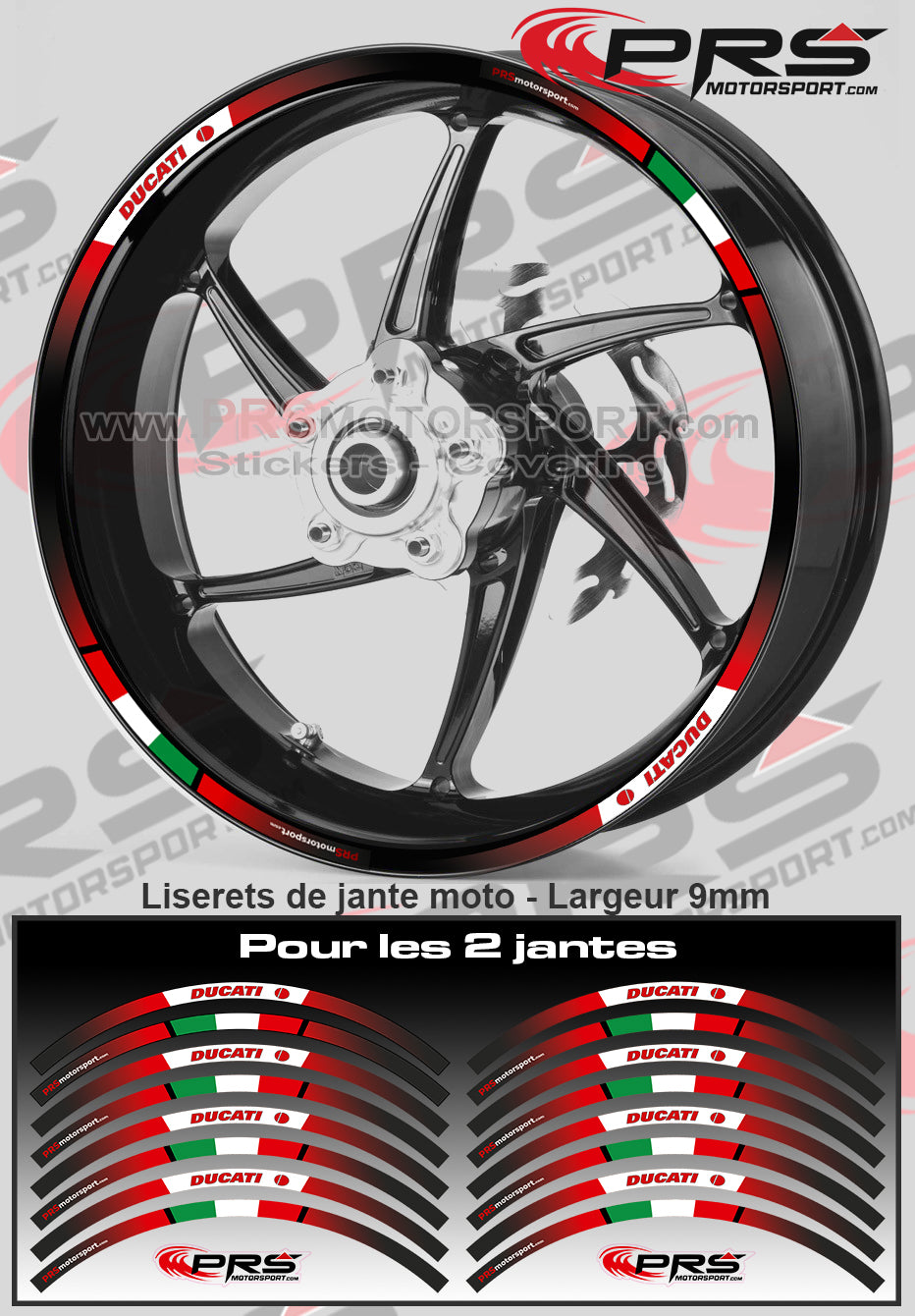 Liseret de jante moto stickers Ducati Italia pour panigale, supersport, scrambler, 848, 1099 et toute moto, autocollant jante.