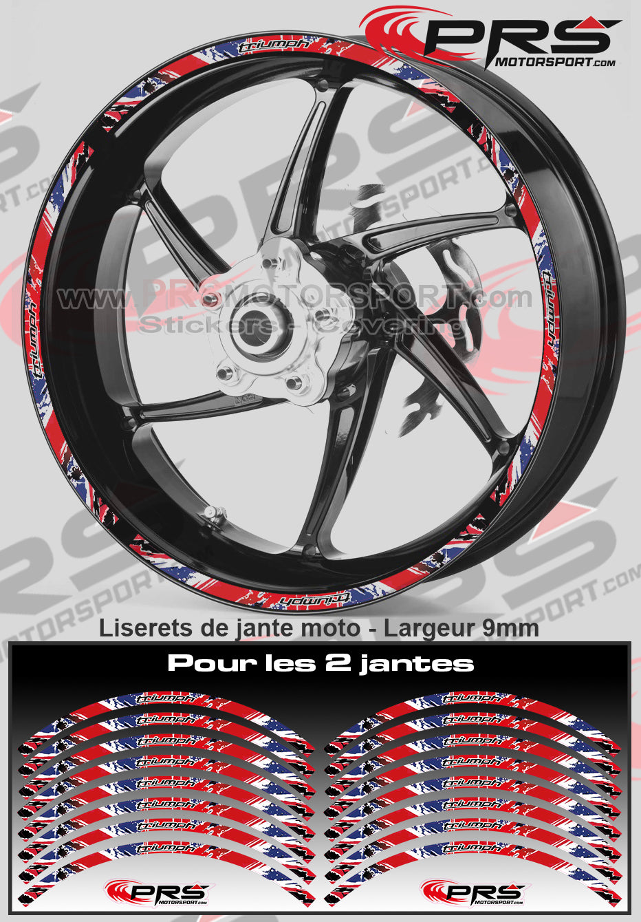 Autocollant pour jante moto Triumph stickers liseret kit déco roues.