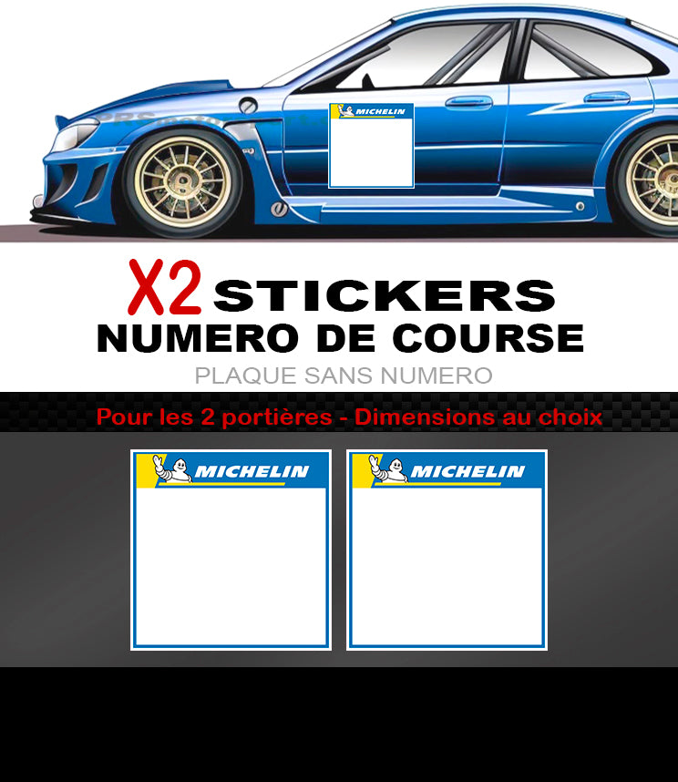 Autocollant numéro de course stickers de porte rallye Michelin.