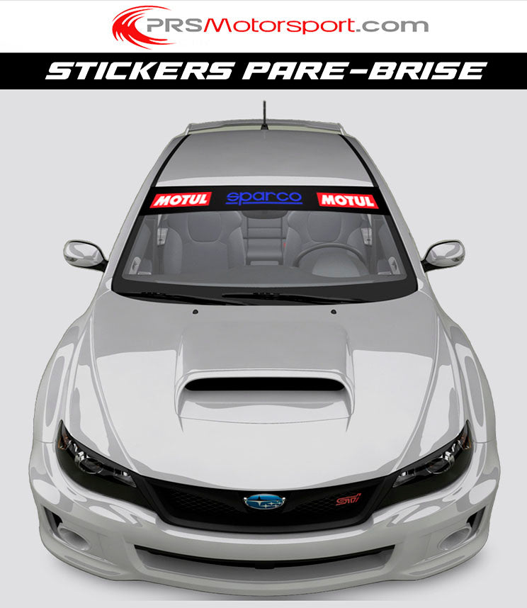 Autocollant pare-brise bandeau pare-soleil stickers motul et sparco.