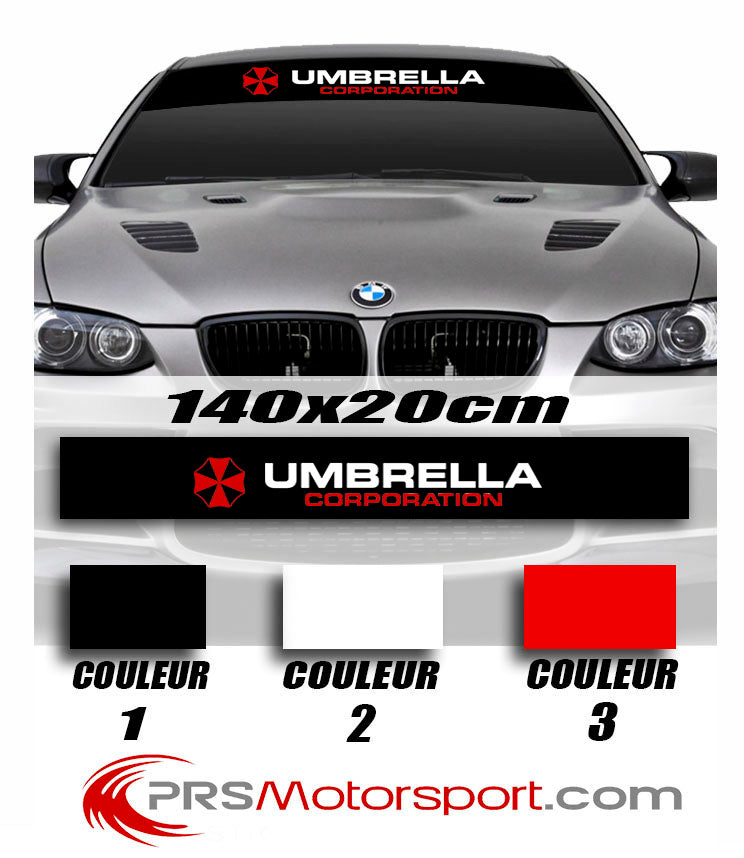 autocollant bandeau de pare brise voiture, stickers umbrella corporation, logo resident evil.
