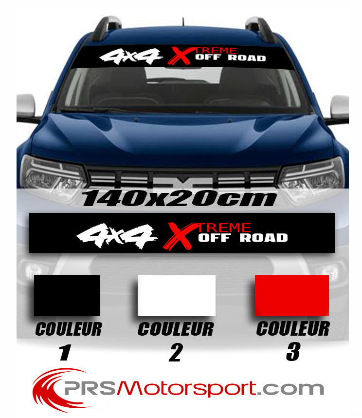 bande pare soleil 4x4 dacia. Autocollant 4x4 Xtreme off road pour pare brise.