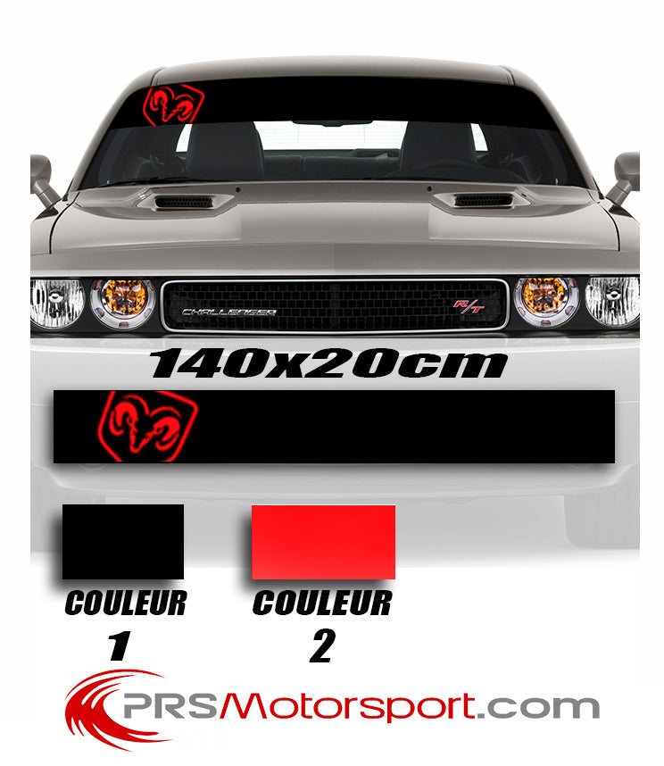 autocollant bandeau pare soleil DODGE, stickers pare brise voiture.
