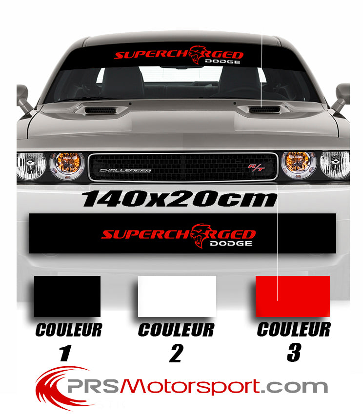 autocollant pare brise DODGE SUPERCHARGED, stickers dodge challenger, dodge ram, viper, caliber.