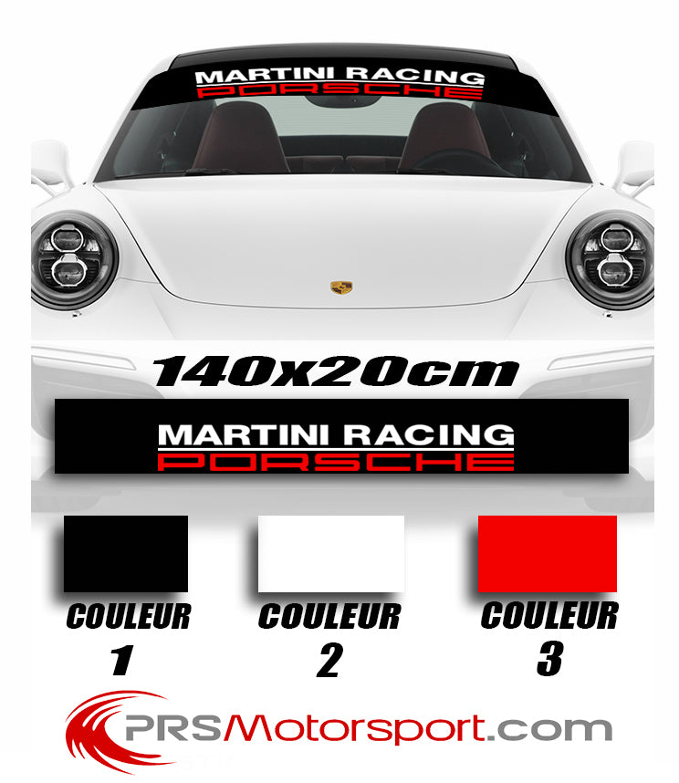 bandeau pare soleil porsche martini, stickers pare-brise.