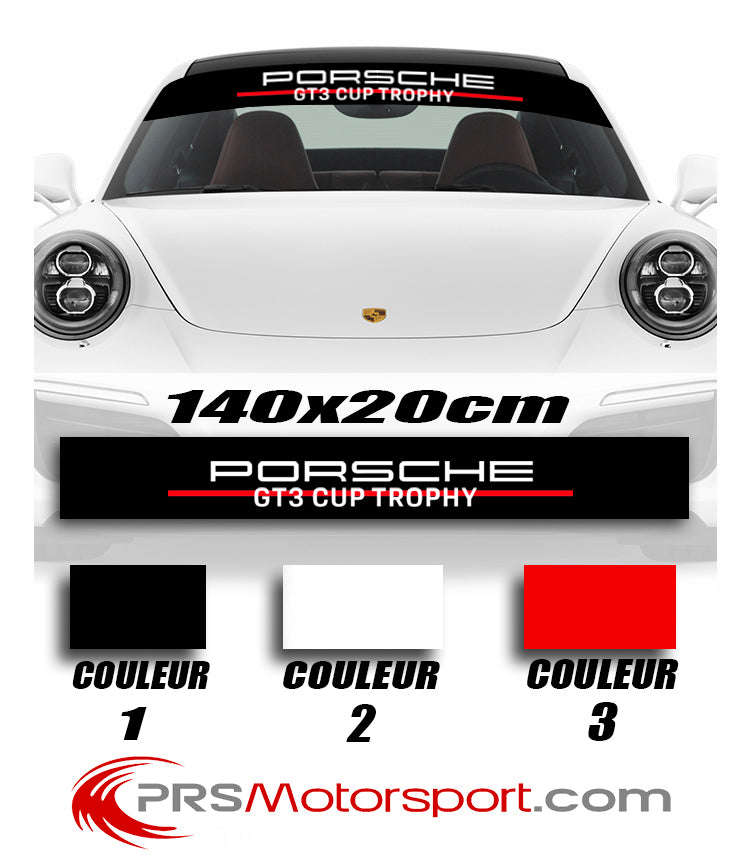 Bande pare-soleil autocollant pour voiture, stickers pare-brise Porsche GT3 cup Trophy.