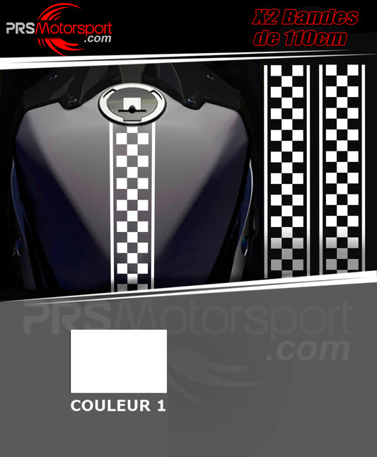 stickers damier réservoir moto, autocollant bande déco damier.