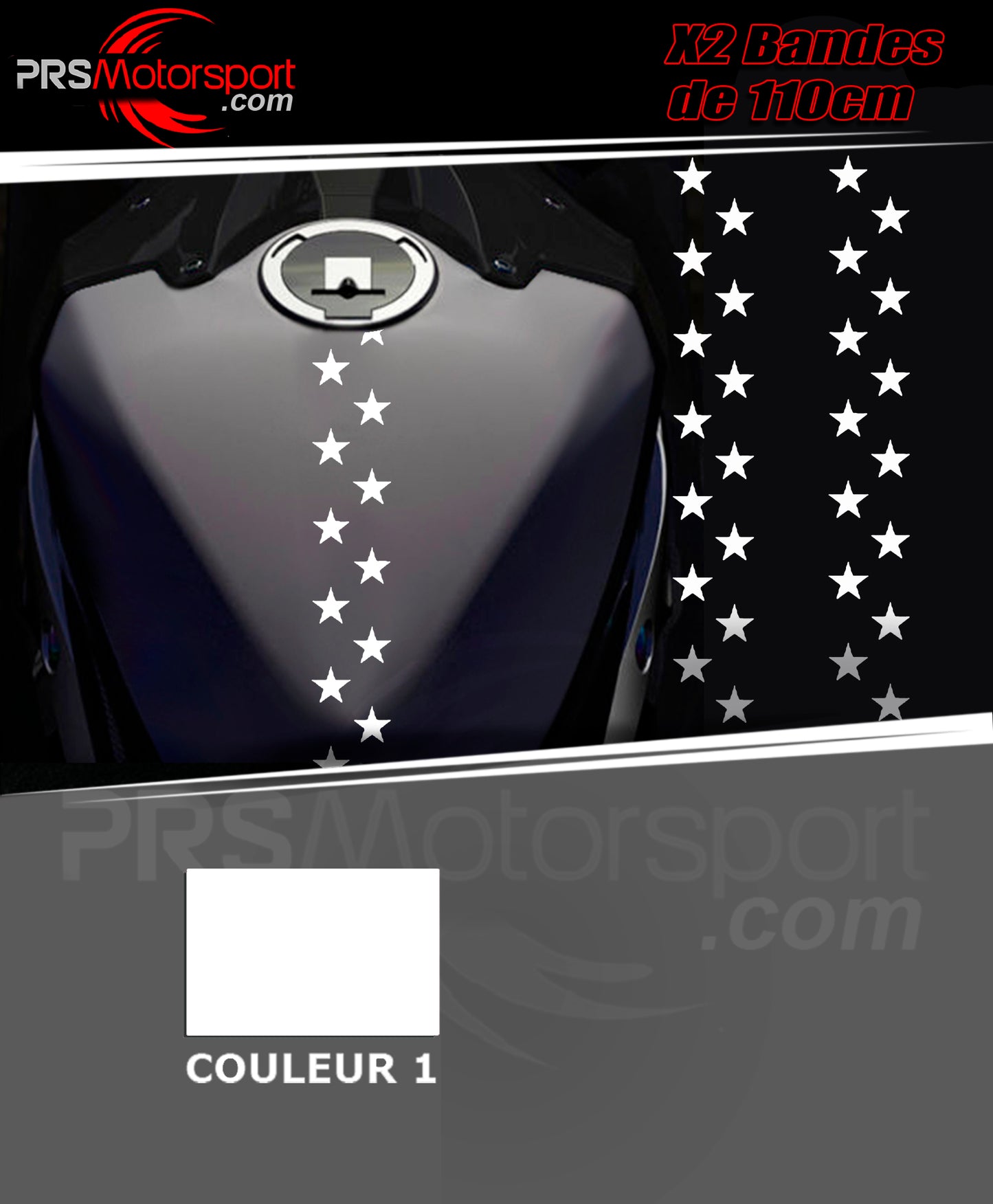 autocollant bande réservoir moto étoiles.