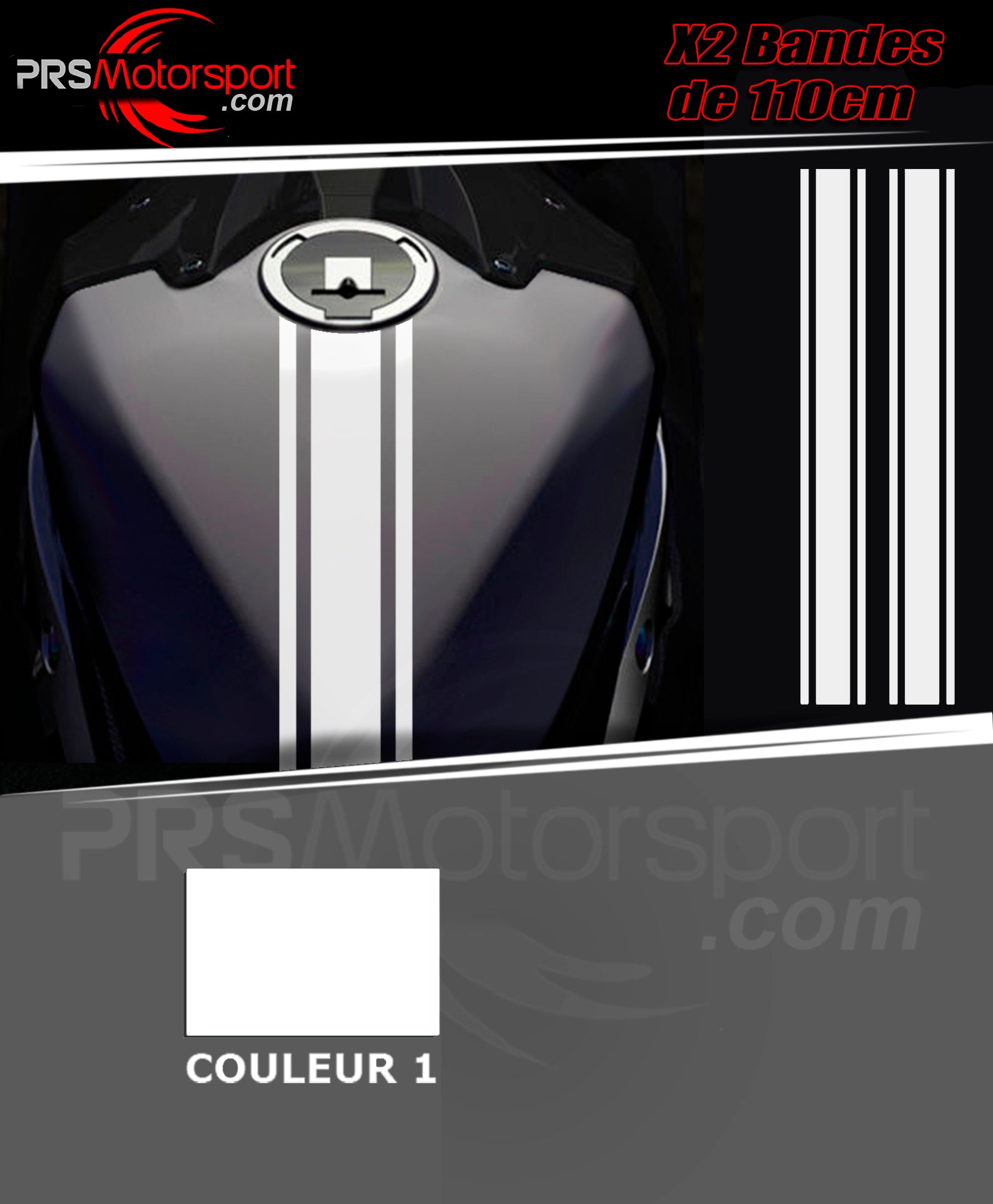 autocollant bande de réservoir moto, stickers triple bande.