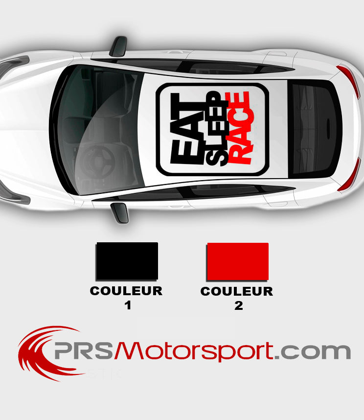 Déco toit voiture autocollant EAT SLEEP RACE, voiture japonnaise stickers.