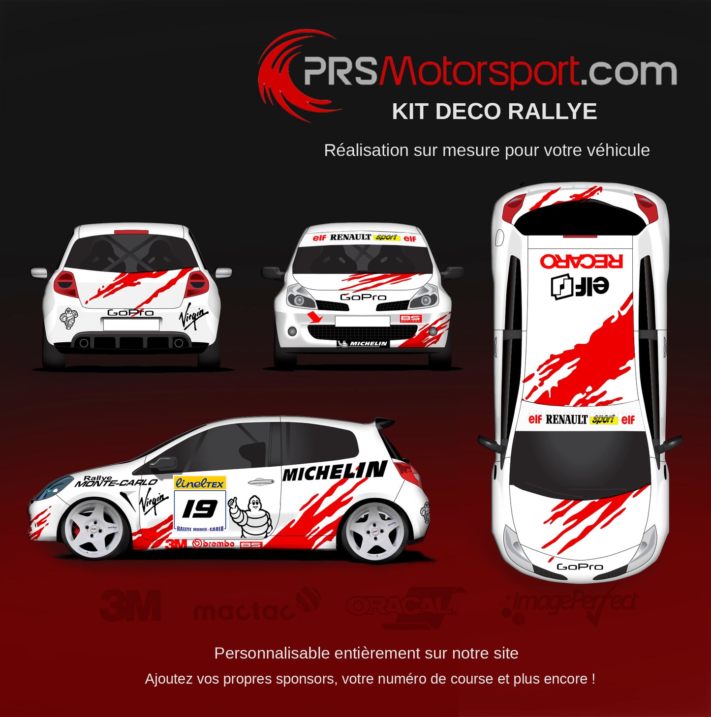 Kit deco voiture rallye et circuit. Autocollant pour carrosserie voiture à personnaliser.