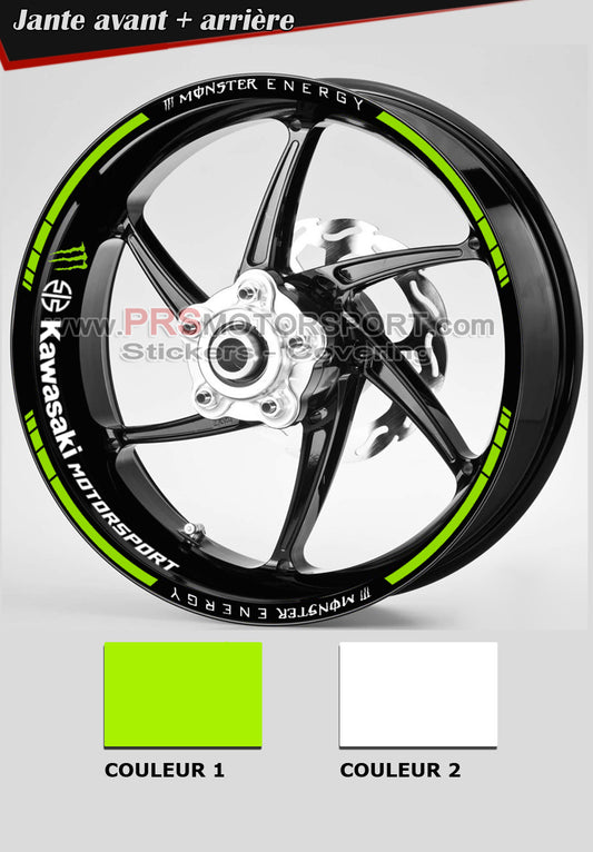 Kit déco jante Monster Energy autocollant moto kawasaki.