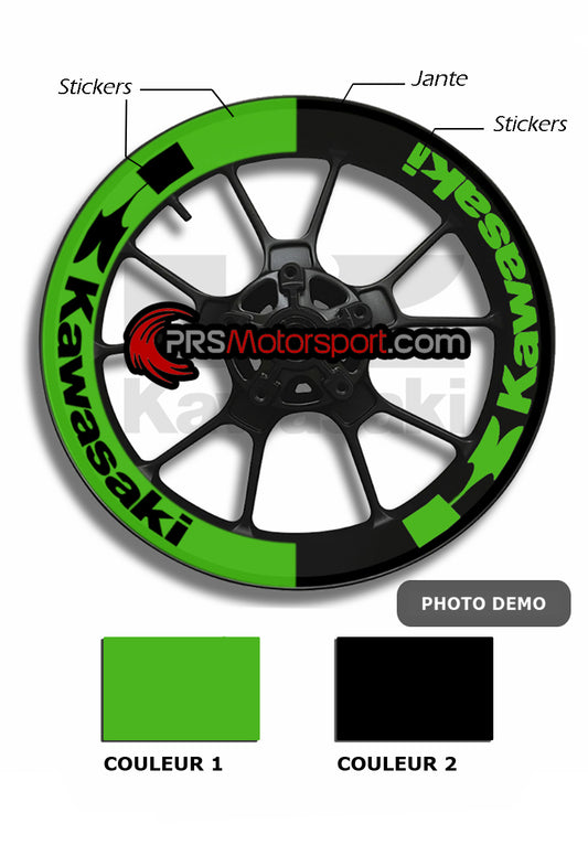 stickers déco jante moto bi-ton kawasaki