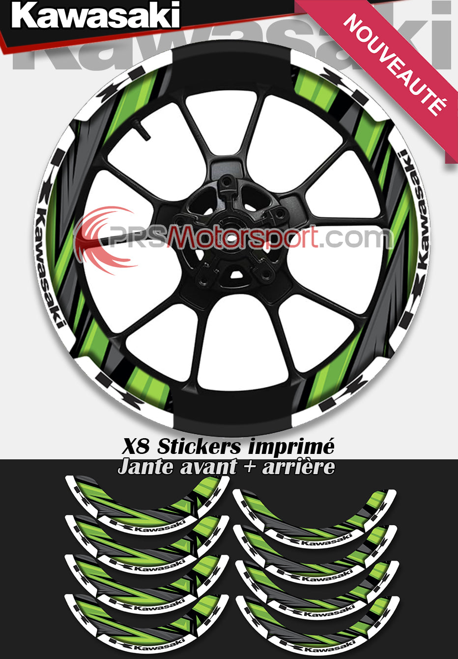 autocollant jante moto kawasaki, stickers déco jante xwrap.