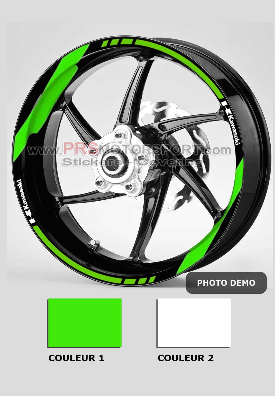 Autocollant jante moto kawasaki, stickers déco jante.