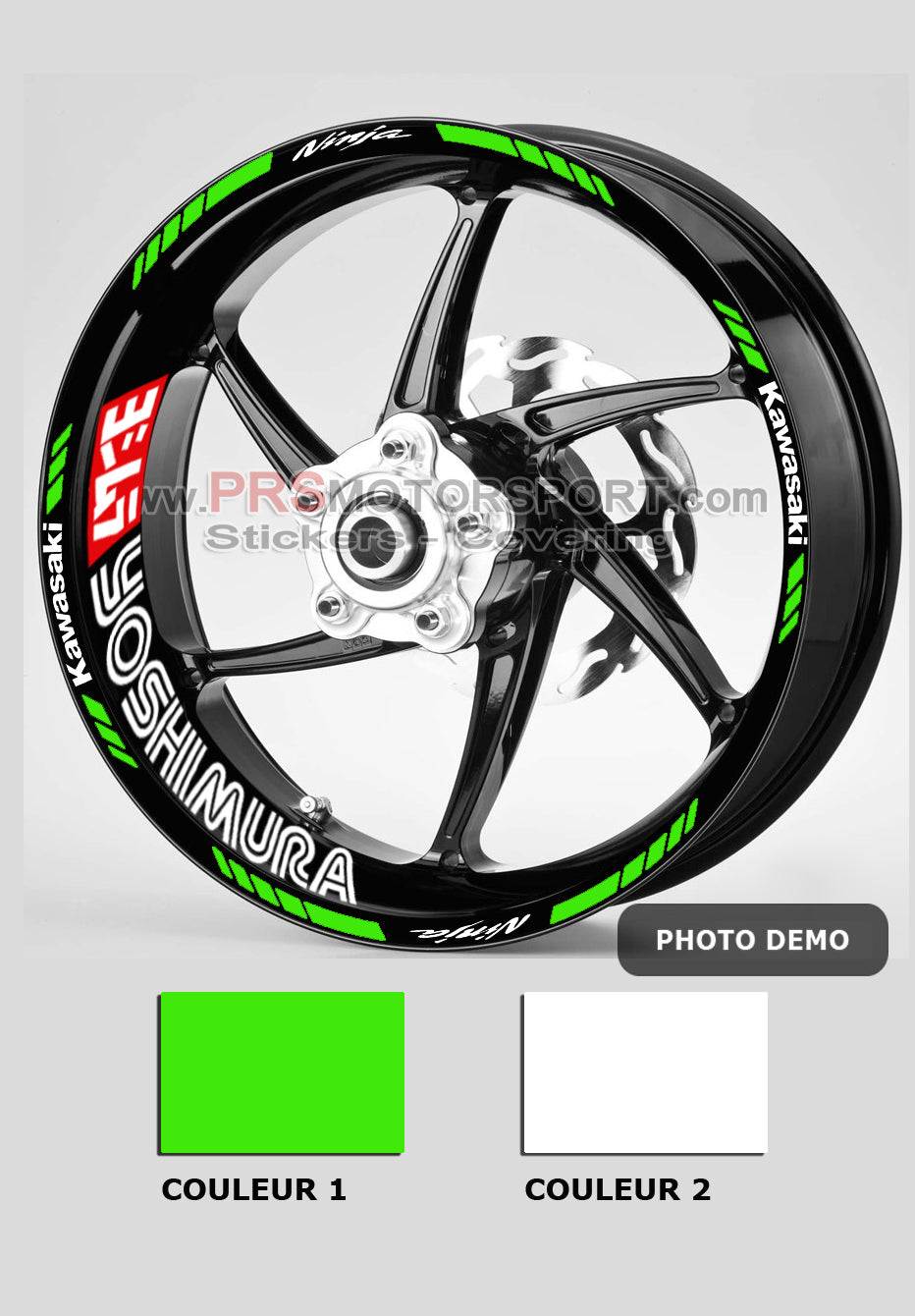 autocollant jante moto kawasaki, stickers yoshimura kit déco jante.