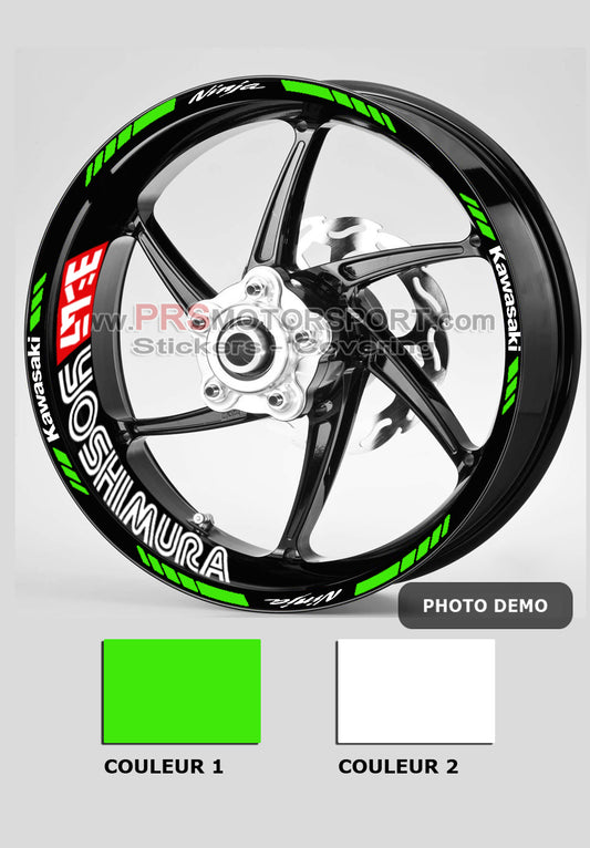 autocollant jante moto kawasaki, stickers yoshimura kit déco jante.