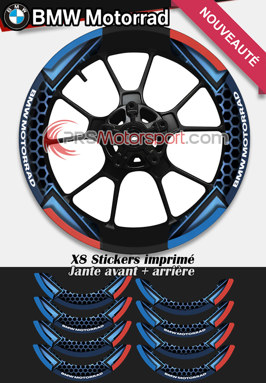 stickers jante moto bmw, autocollant déco jante bmw motorrad.