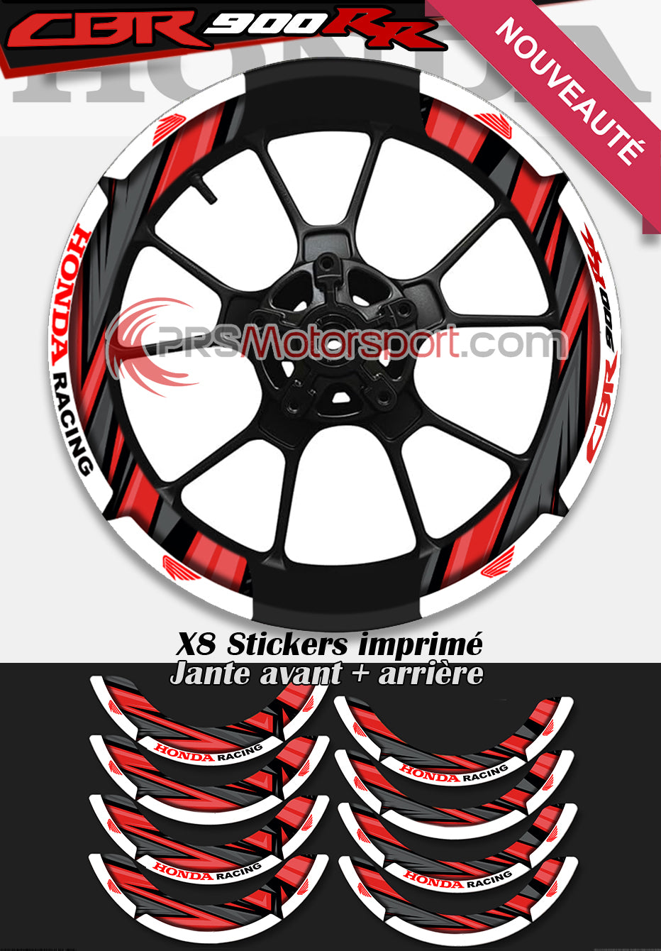 stickers de jante moto honda cbr 900rr, autocollant moto x-wrap.