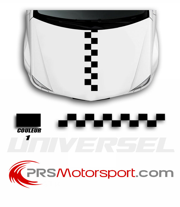 stickers damier capot voiture, autocollant carrosserie.