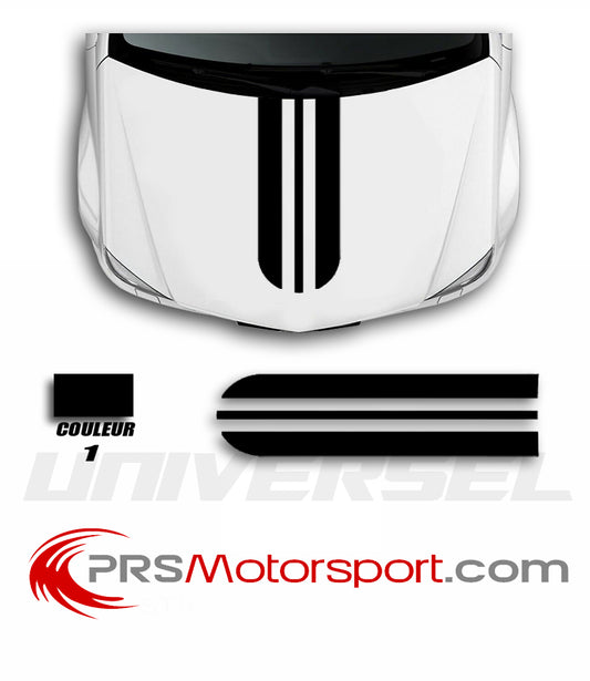 kit déco autocollant voiture, bande racing stickers capot.