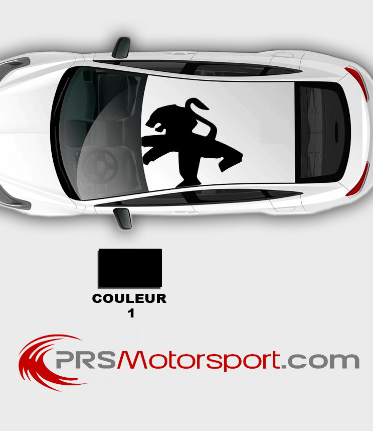 déco toit voiture PEUGEOT, autocollant personnalisé carrosserie logo peugeot.