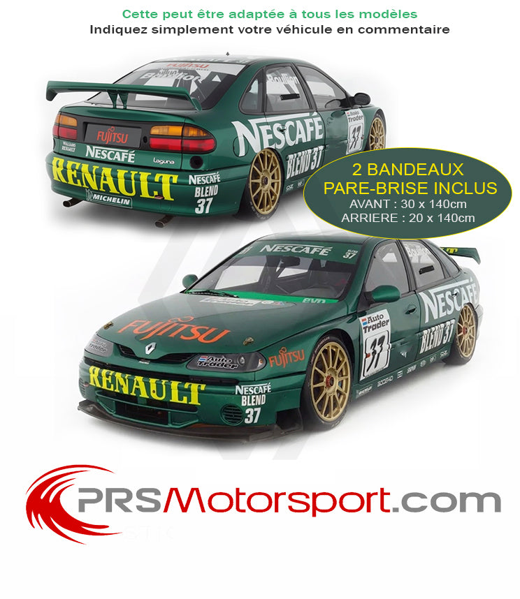 Kit déco Renault classic autocollant pour la laguna BTCC 1999 stickers carrosserie pour la voiture de course engagée au British Touring Car Championship livrée Nescafé Blend 37 d'Alain Menu et Jason Plato.