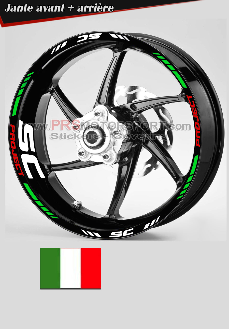 Autocollant moto pour les jantes. Stickers SC PROJECT italien.