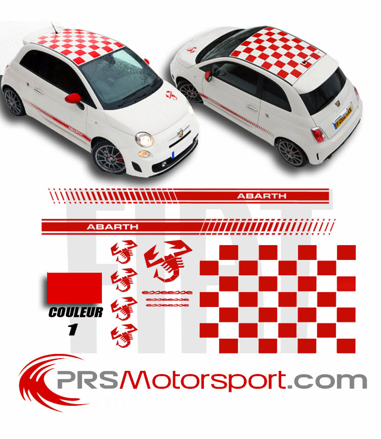 autocollant voiture fiat 500 ABARTH, kit déco stickers carrosserie essesse.