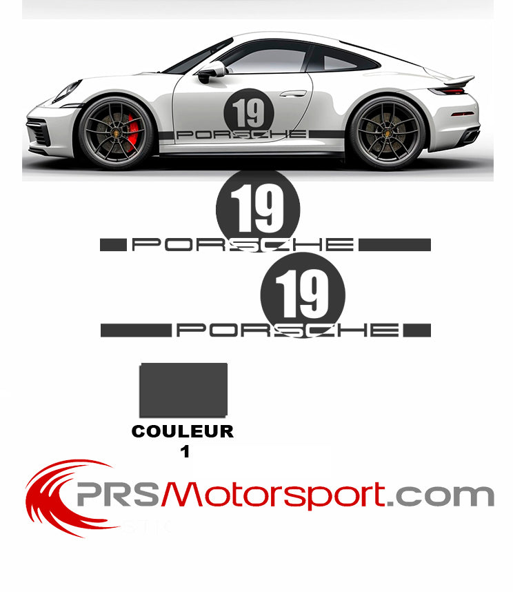 Autocollant déco porsche DAKAR 19, stickers carrosserie voiture.