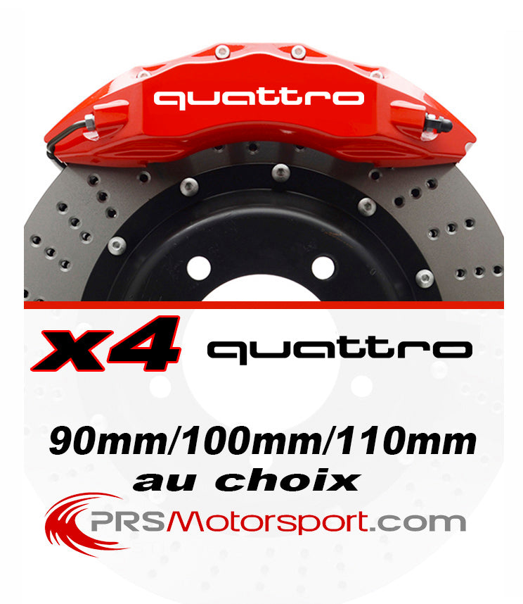 autocollants à poser sur les étriers de frein pour une customisation réussie. Ces stickers Audi quattro peuvent verni, appliqué entre la peinture et le vernis automobile ils résisteront indéfiniment. Plusieurs tailles et couleurs sont disponibles.