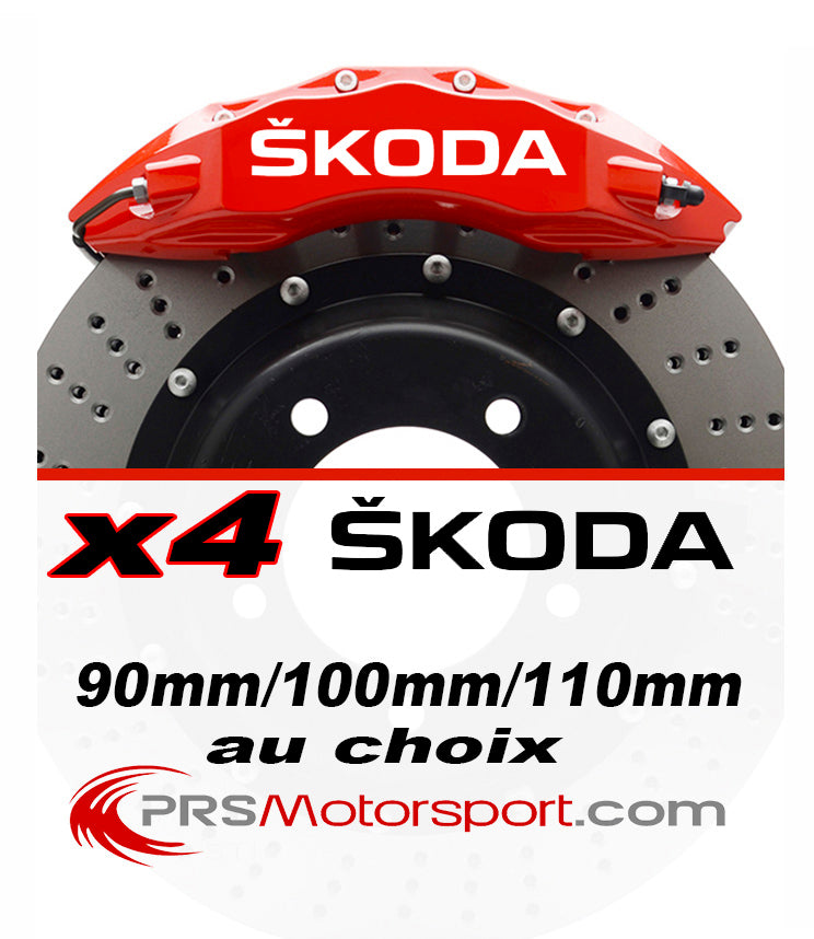 Kit autocollants Skoda pour étrier de frein, stickers à revernirpour une durée de vie infinie. Disponibles en plusieurs dimensions et couleurs.
