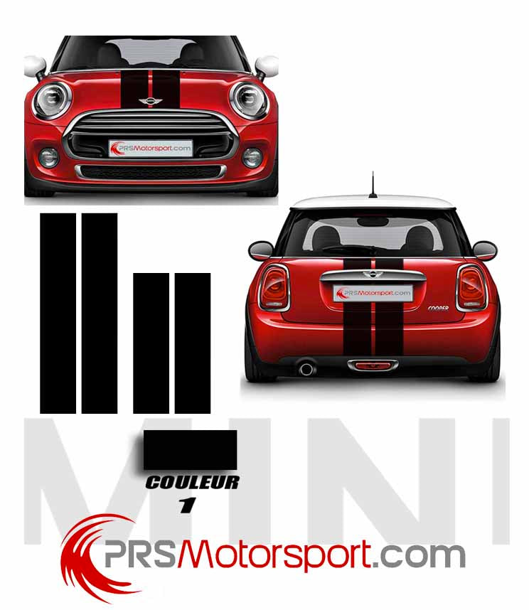 stickers bande racing, autocollant toit et capot MINI COOPER.