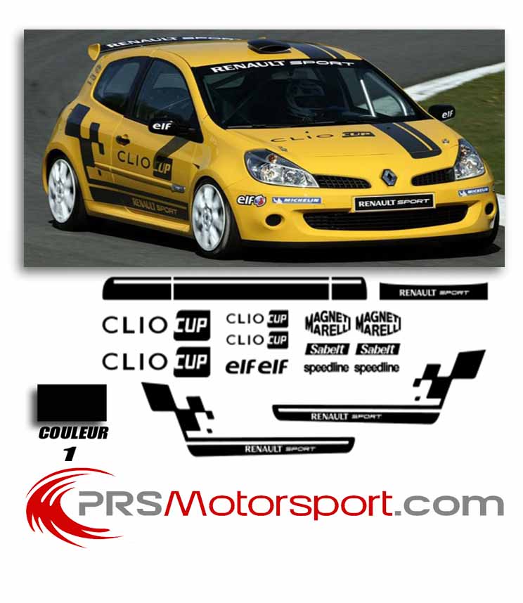 décalcomanie renault sport clio cup, autocollant voiture, kit déco renault sport.