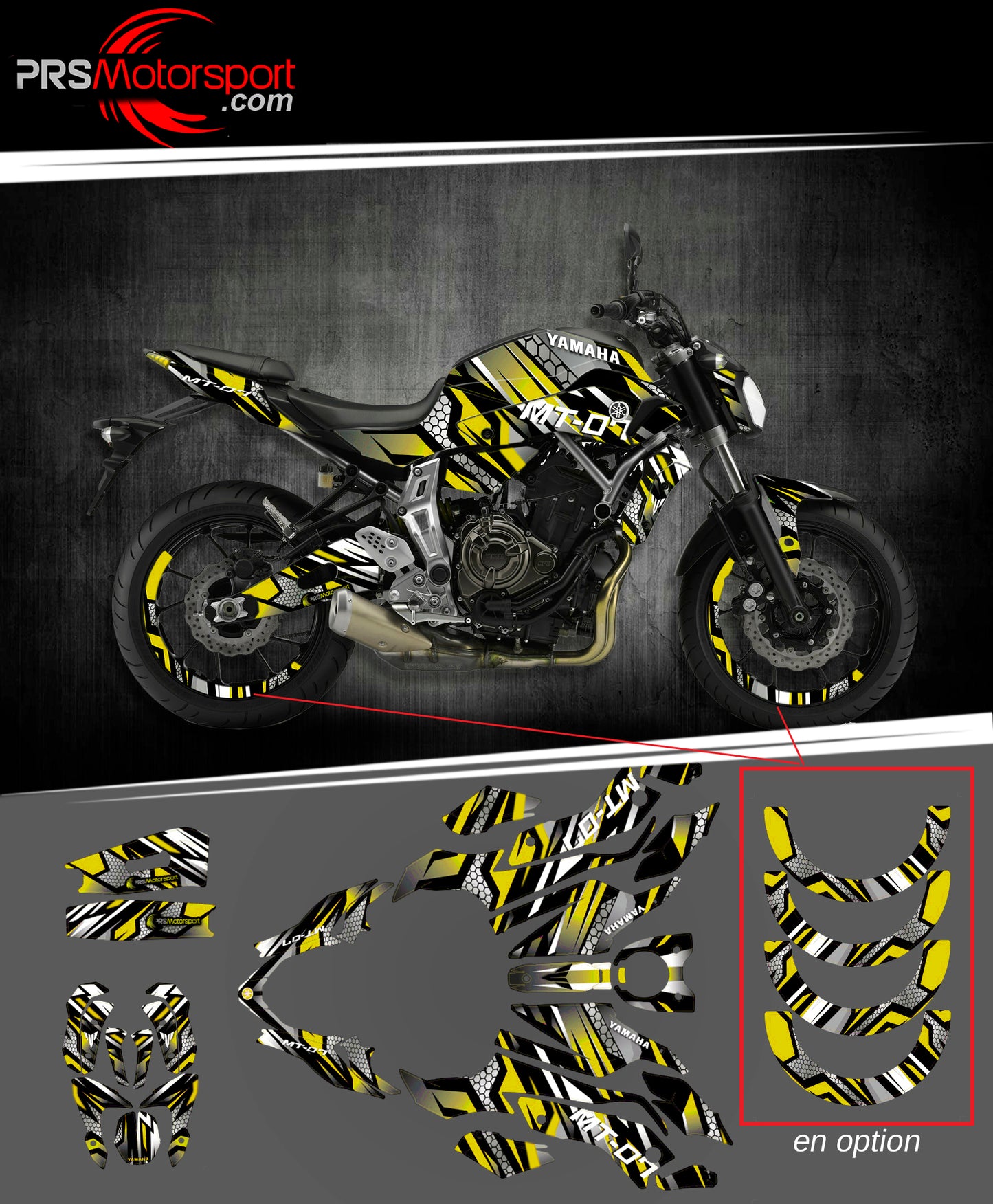 kit deco complet carrosserie, autocollant yamaha mt-07.