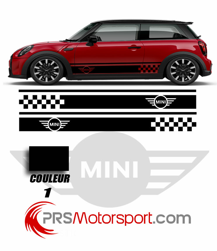 kit déco stickers carrosserie mini copper. Autocollant bas de caisse, décalcomanie voiture.