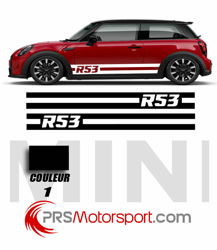 Décalcomanie carrosserie voiture, stickers MINI COOPER R53, autocollant déco bas de caisse.