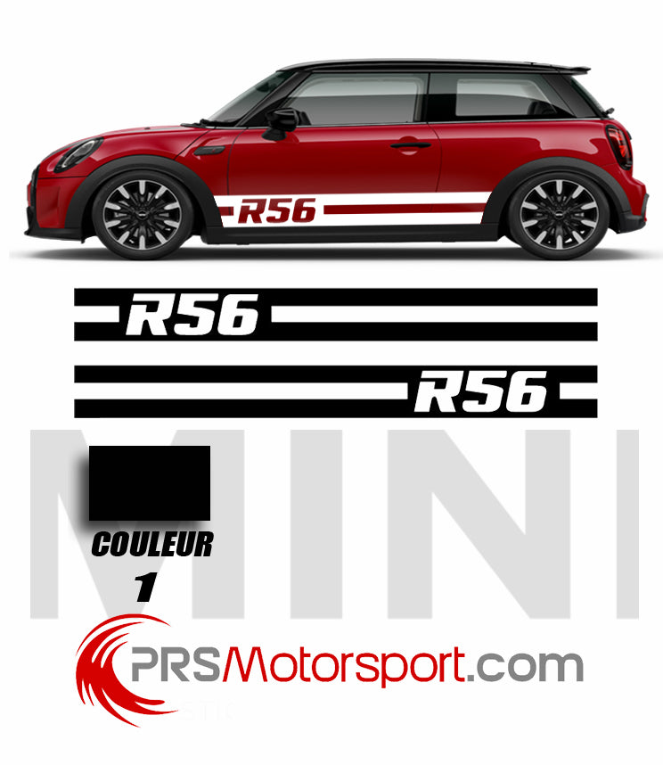 kit déco décalcomanie carrosserie voiture MINI COOPER R56, autocollant bas de caisse.