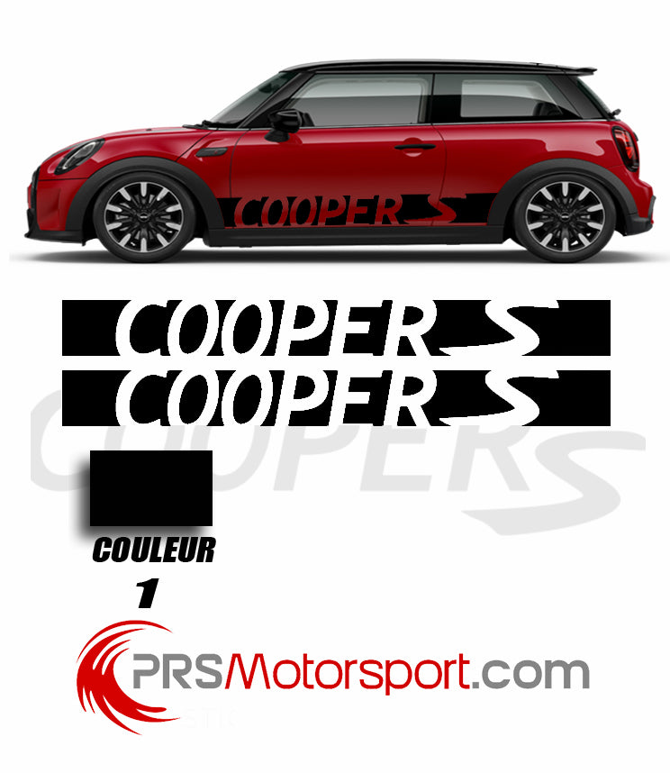 Décalcomanie carrosserie voiture MINI COPPER S, stickers bas de caisse, autocollant cooper S.