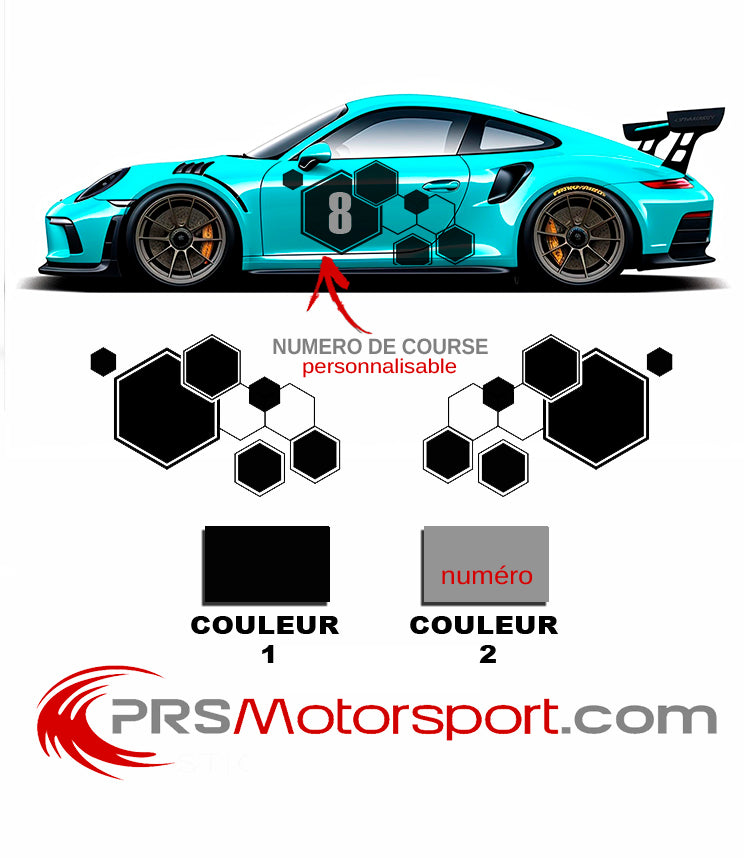 autocollant déco porsche numéro de course. Décalcomanie voiture.