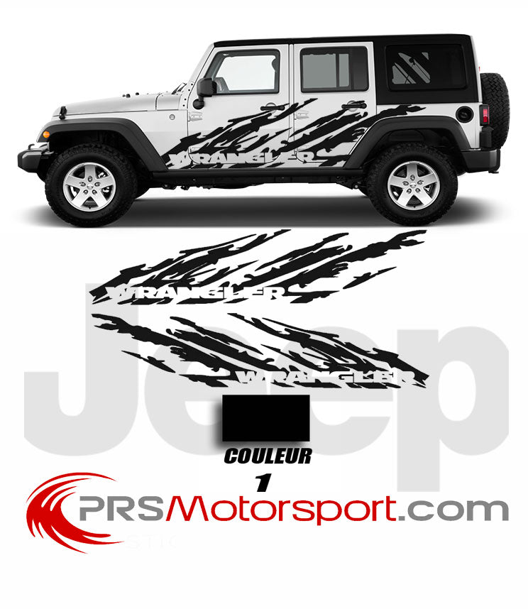 Kit déco autocollant jeep 4x4, stickers carrosserie jeep wrangler.