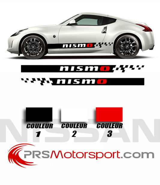 autocollant déco carrosserie nissan, stickers bas de caisse NISMO.