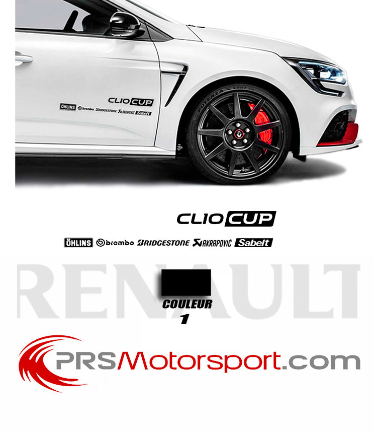 kit carrosserie clio cup, autocollant renault sport clio cup et sponsors.