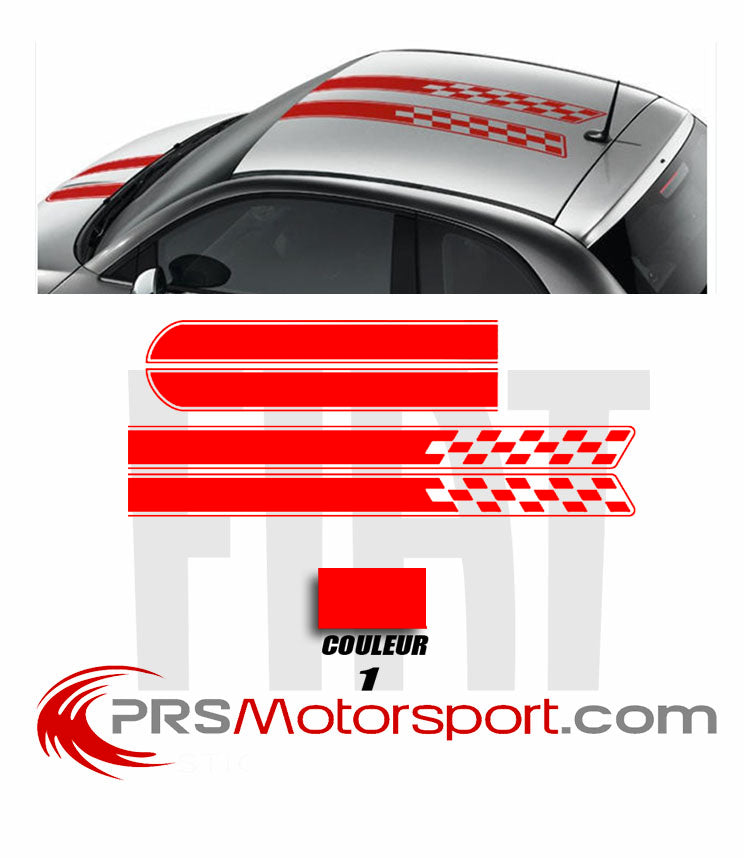 autocollant racing fiat 500 carrosserie. Stickers Fiat Abarth pour toit et capot.
